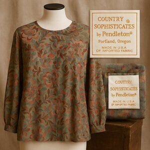 Pendleton Country Sophisticates Floral Blouse • Made in USA • Vintage Boho